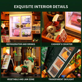 FUNWHOLE Farm Store refrigerator area lit for a cool, realistic showroom.