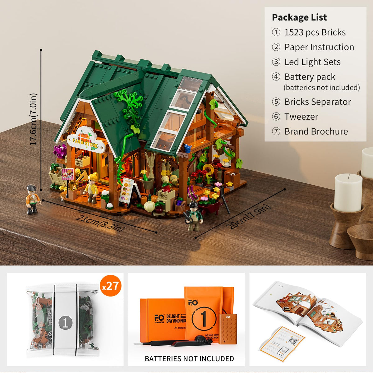FUNWHOLE Farm Store fruits and vegetables display emphasizes seasonal realism.