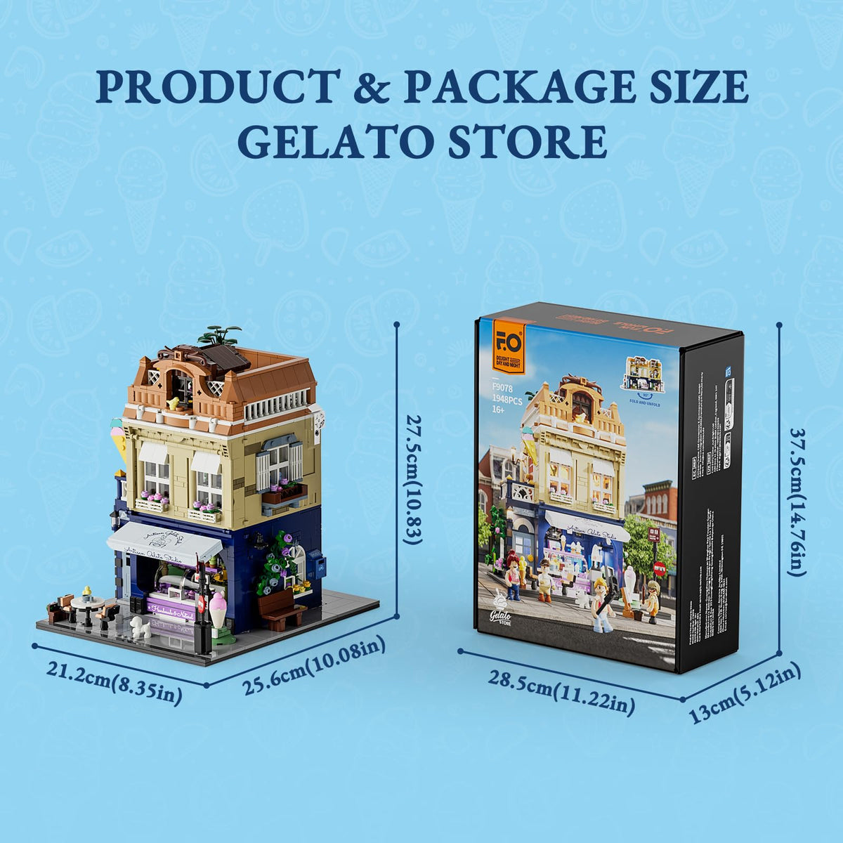 FUNWHOLE Gelato Store tri-fold design allows flexible layouts.