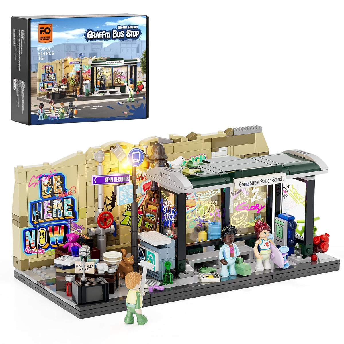 FUNWHOLE Graffiti Bus Stop module top view highlights modular display potential