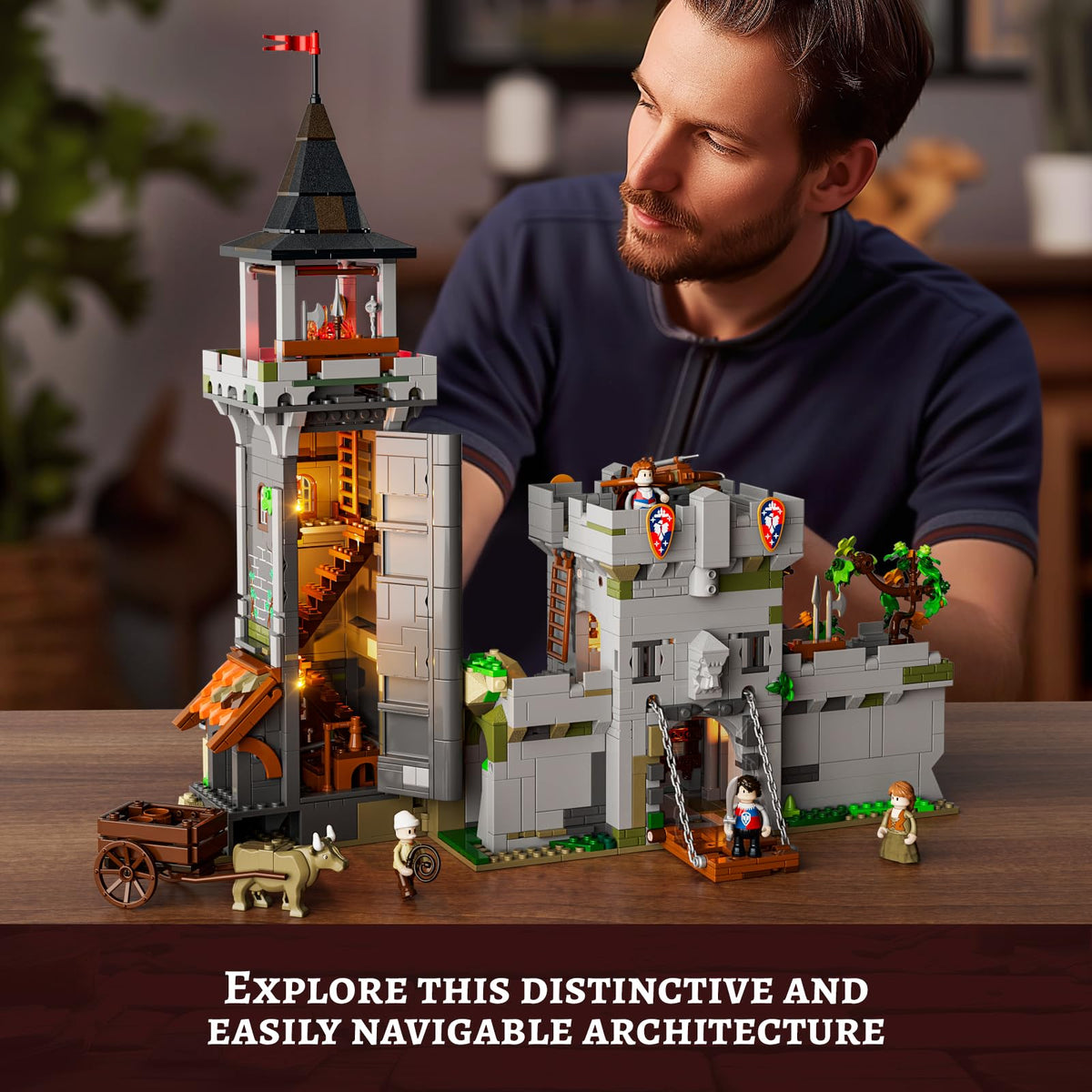 FUNWHOLE Medieval Watchtower interior layout showing interactive play areas