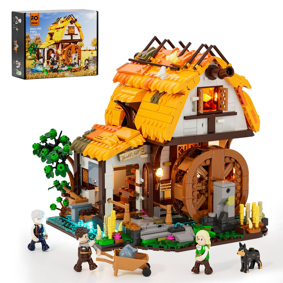 FUNWHOLE Medieval water-mill exterior illuminated with LEDs for an engaging display.
