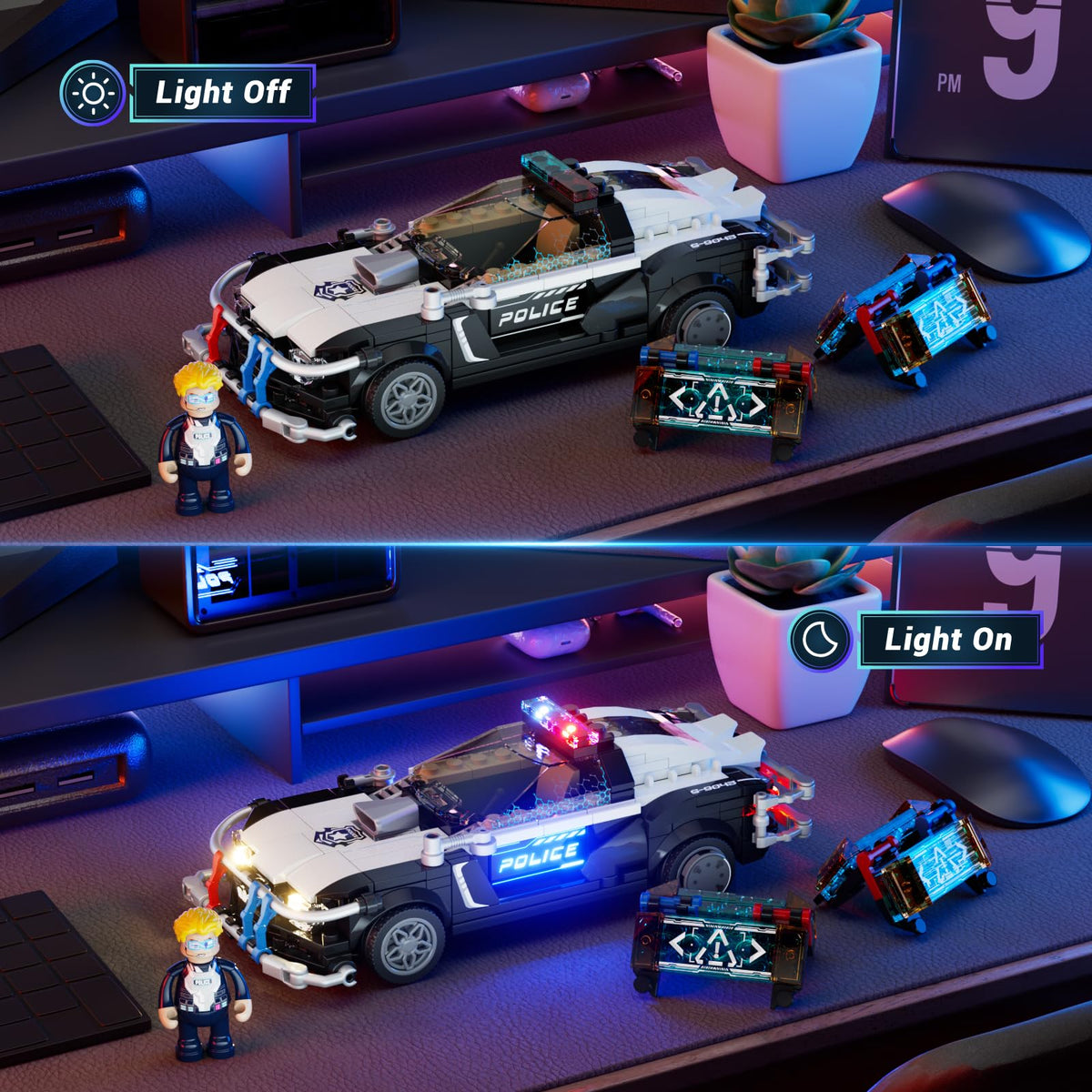 FUNWHOLE police car barricades and damaged parts expand dramatic chase scenes.