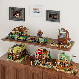 FUNWHOLE ready-to-display brick town set for shelves.
