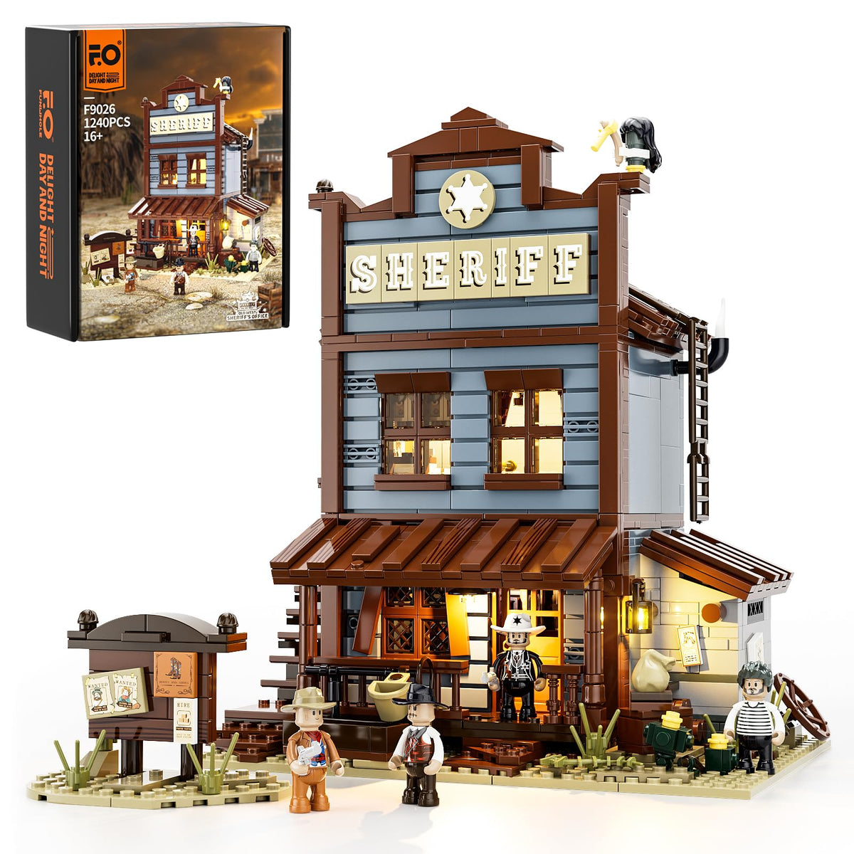 Funwhole Sheriff's Office front view shows authentic Old West facade for display