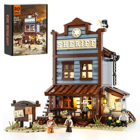 Funwhole Sheriff's Office front view shows authentic Old West facade for display