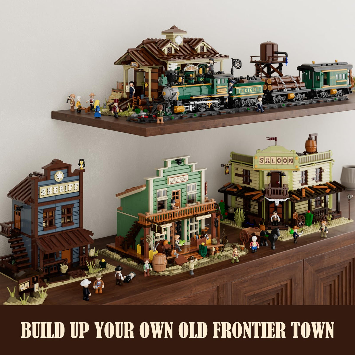 FUNWHOLE delivery wagon and signs highlight daily commerce in a Western town