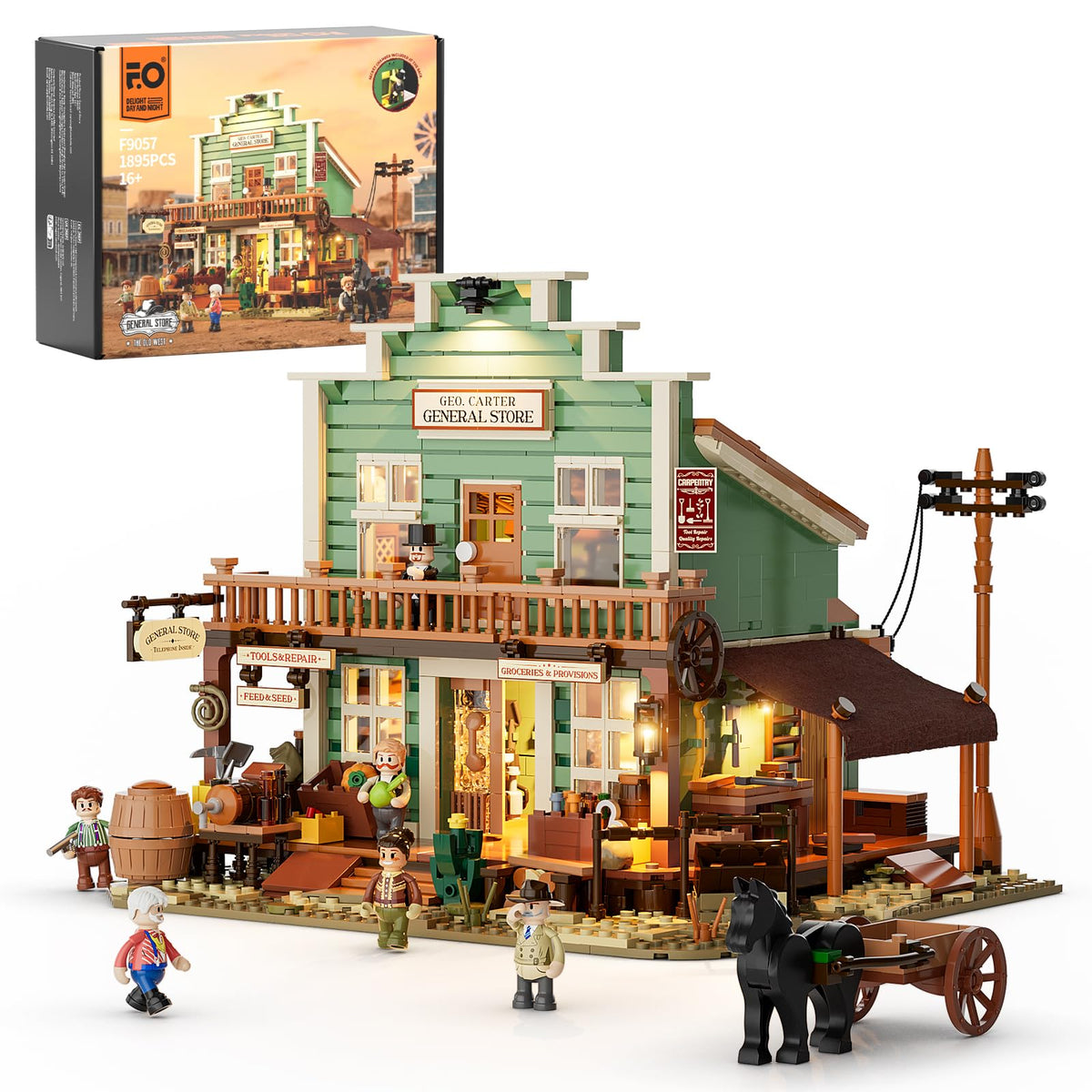 FUNWHOLE Western General Store facade with classic Old West charm for display
