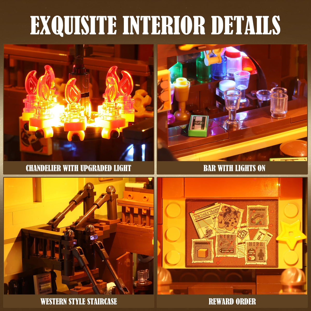 FunWhole Western-Saloon includes three minifigures for storytelling scenes.