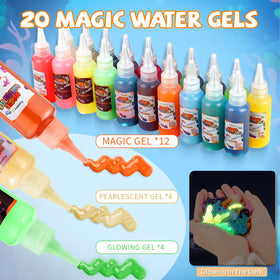 Funwins 20 bottles color variety for vibrant gel pet designs when activated with water.