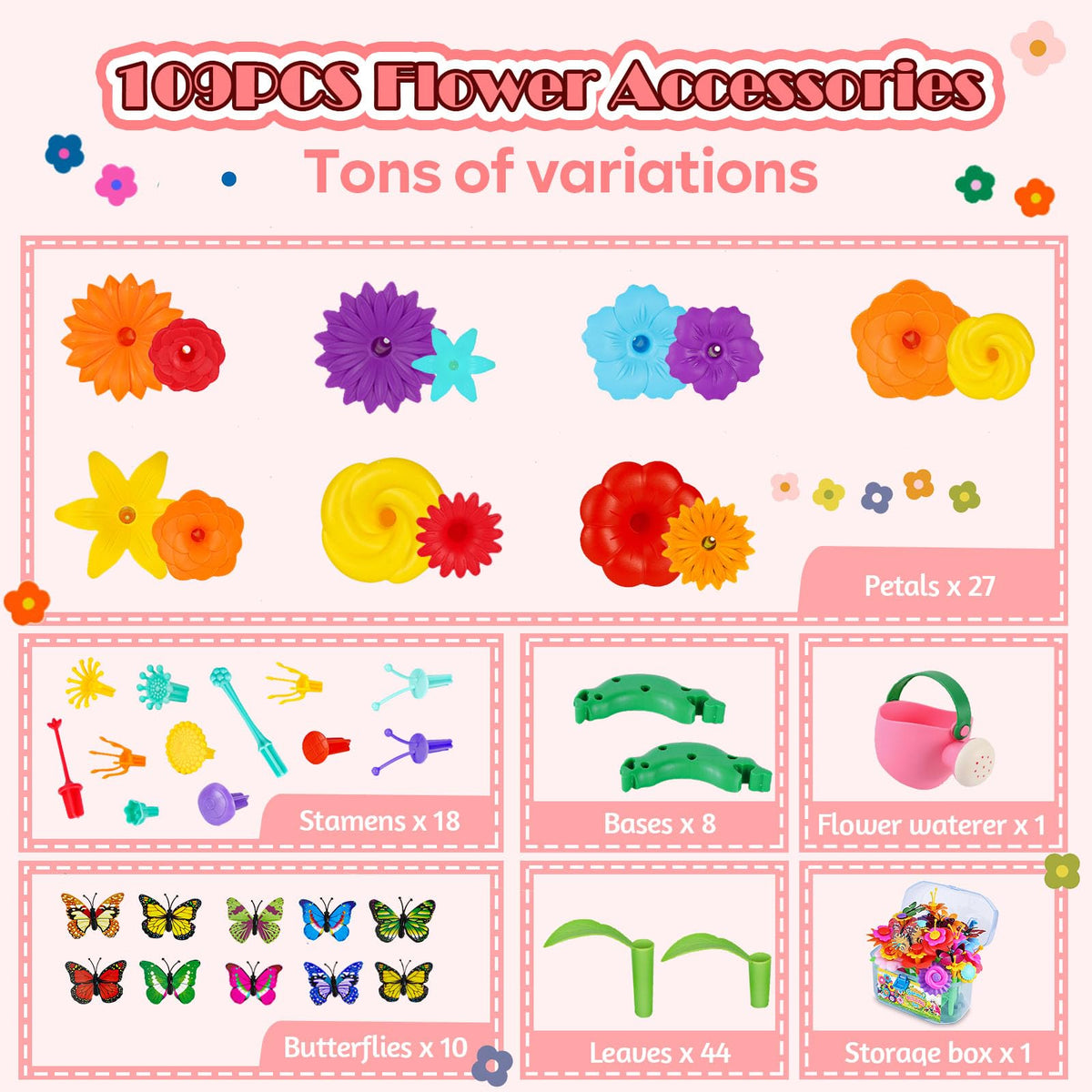 FUNZBO 109pcs leaves and butterflies add natural accents to creations.