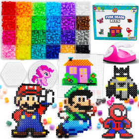 FUNZBO 5200 fuse beads kit with mini iron and 24 colors for creative projects.