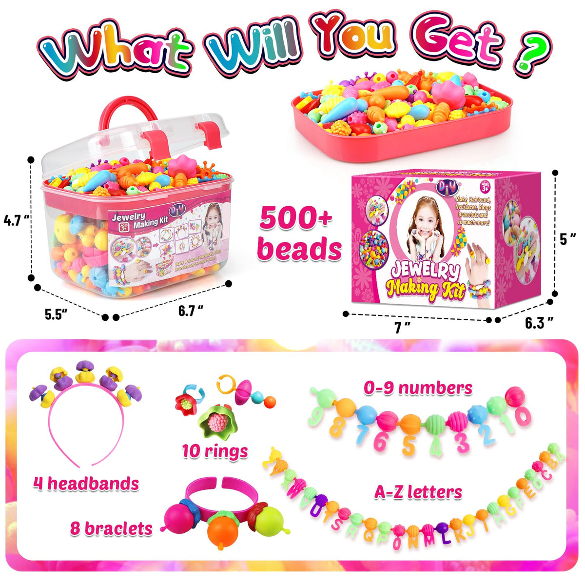 FUNZBO 520+ colorful beads inspire creative kids' jewelry crafting.