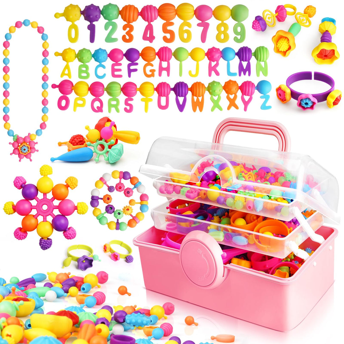 FUNZBO 850pcs pop beads pack for kids crafts and wearable art.