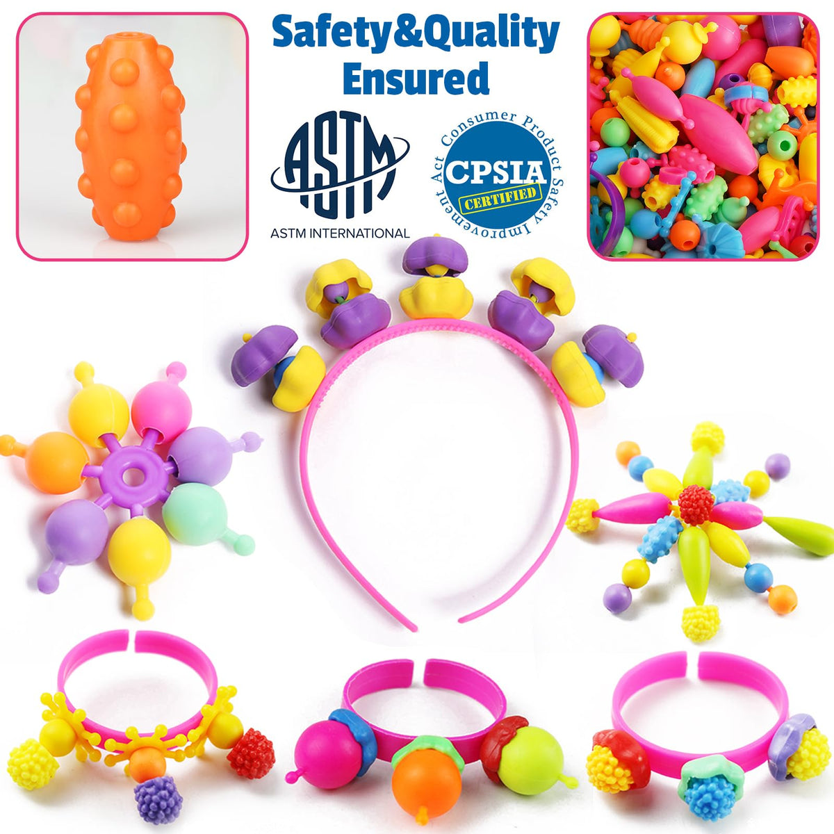 FUNZBO beads let kids craft bracelets, necklaces, rings with snap-on ease.