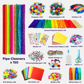 FUNZBO kit with glue stick and pipe cleaners for quick, mess-friendly crafts.