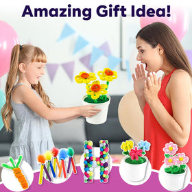 FUNZBO Mother's Day craft kit with pom-poms for texture-rich crafts.