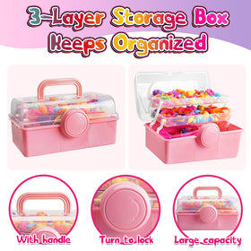 FUNZBO upgraded pink storage box keeps beads organized.