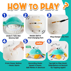 FUNZBO USB rechargeable crab provides long play sessions with easy recharging.