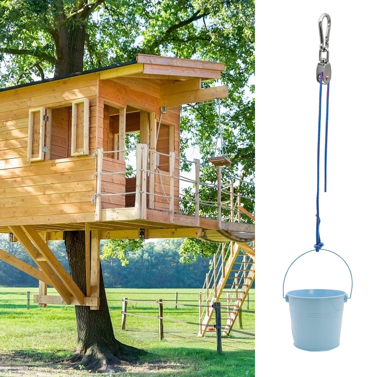 FUQUN heavy-duty iron bucket keeps all parts organized during play.