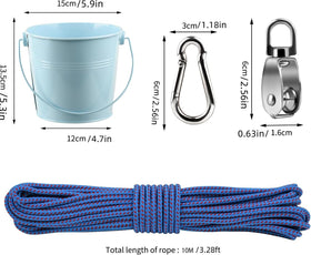 FUQUN pulley cable and carabiner show sturdy, easy transport of gear.