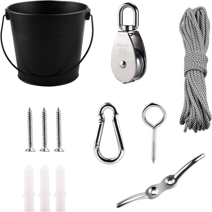 FUQUN treehouse pulley system with bucket cable for easy cargo transport.