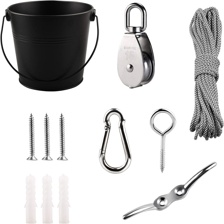 FUQUN treehouse pulley system with bucket cable for easy cargo transport.