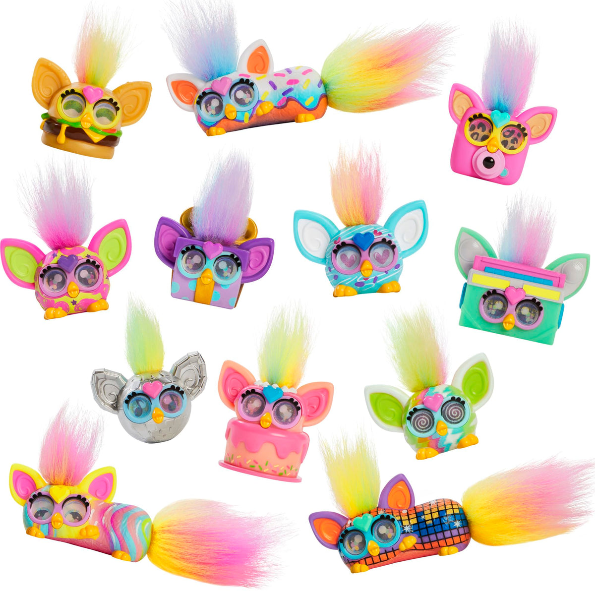 Furby Minis 12-pack figures for collectability and display.