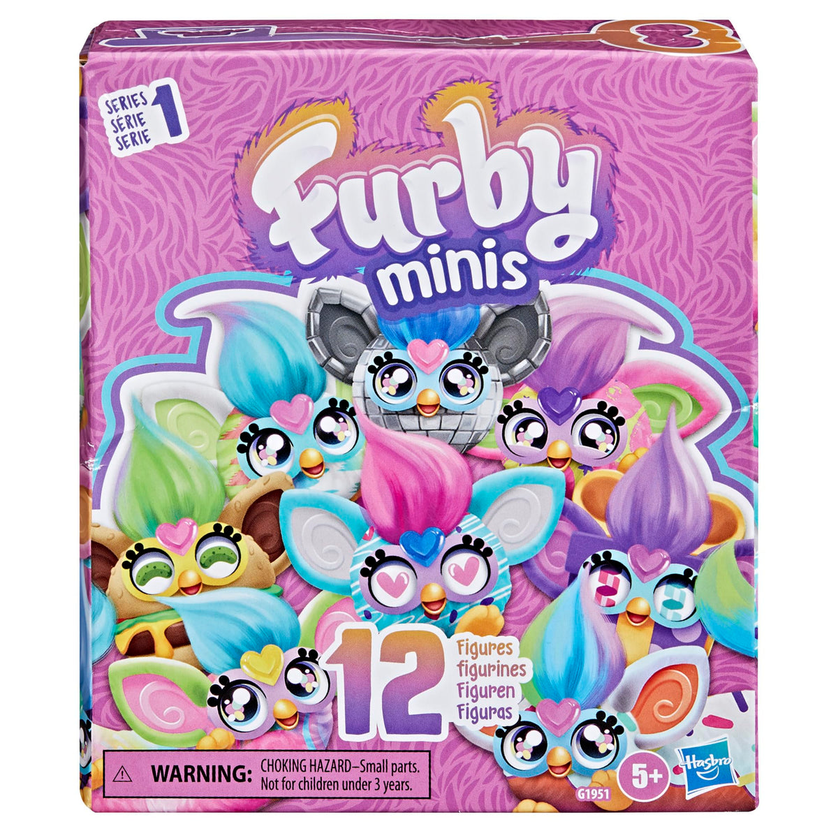Furby Minis lenticular eyes showcase changing designs for interactive play.