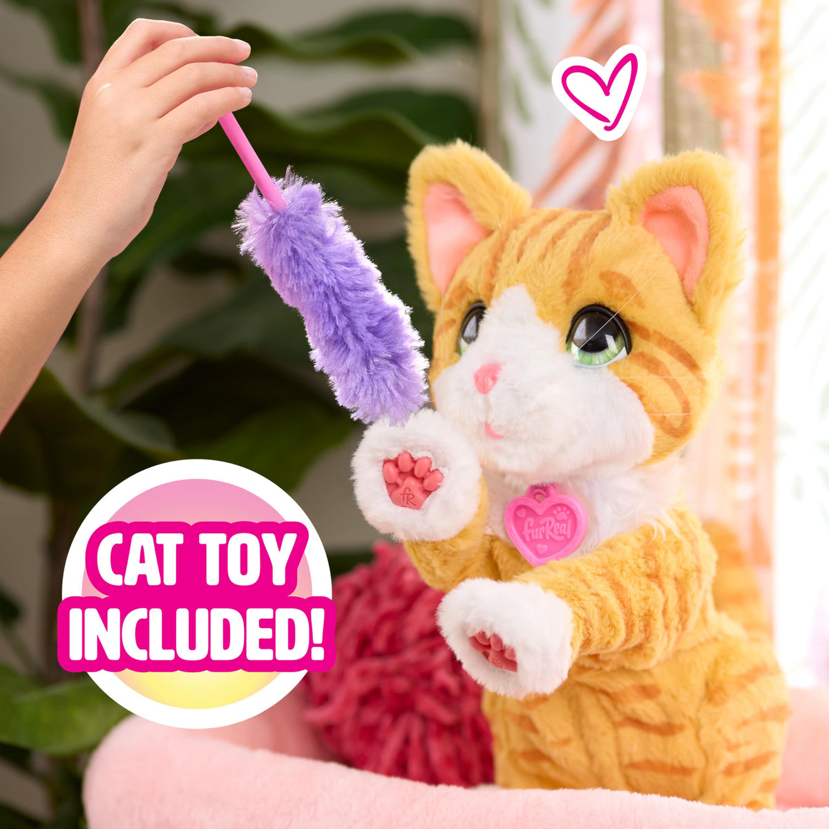 FurReal Bella 10-inch plush kitty demonstrates playful paw actions.