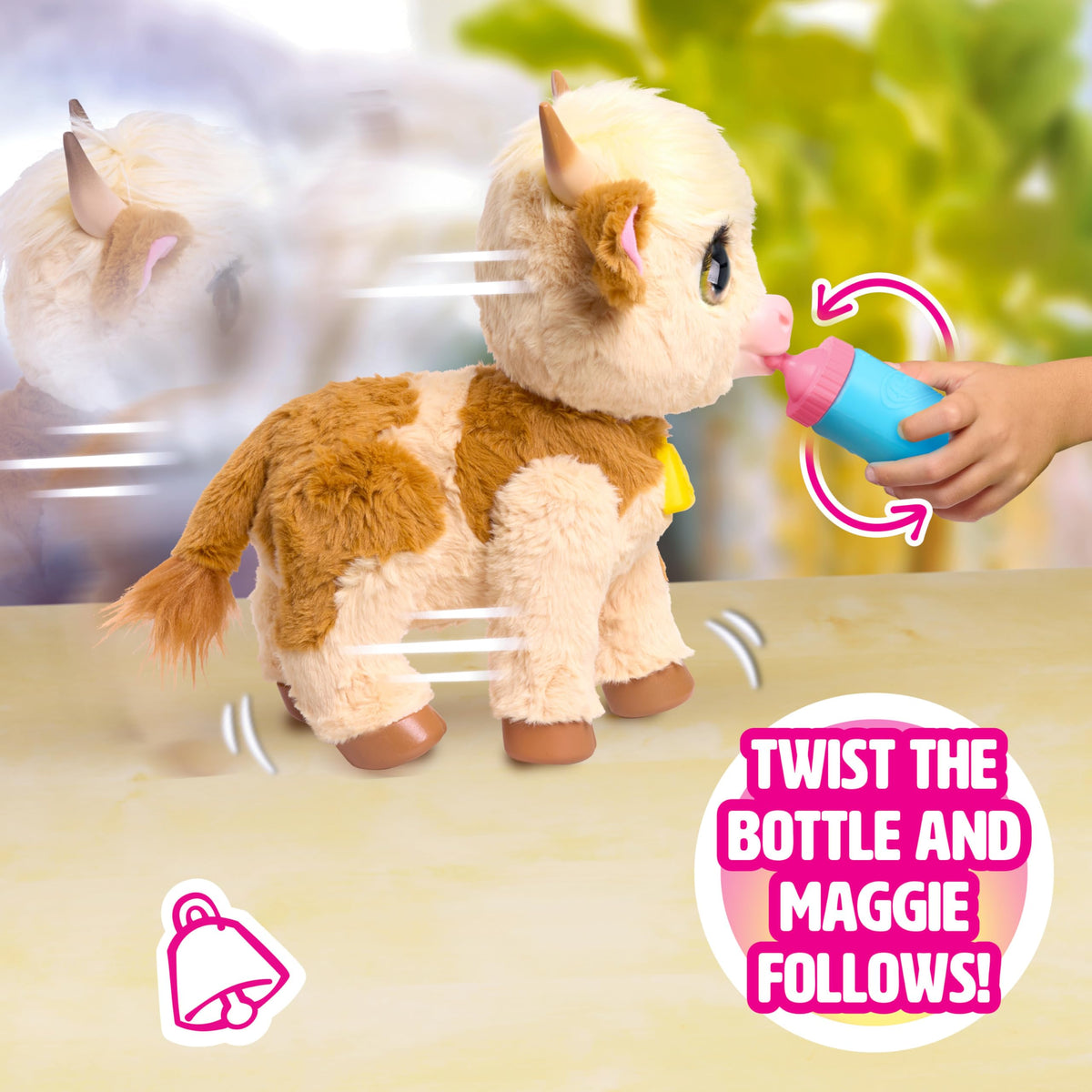 FurReal Maggie drinks from her bottle and follows your lead during feeding