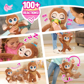 FurReal Peanut monkey flipping hands creates lively acrobat reactions during play.