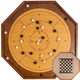 FURUISEN crokinole board top view highlights premium wood for smooth play and quick setup.