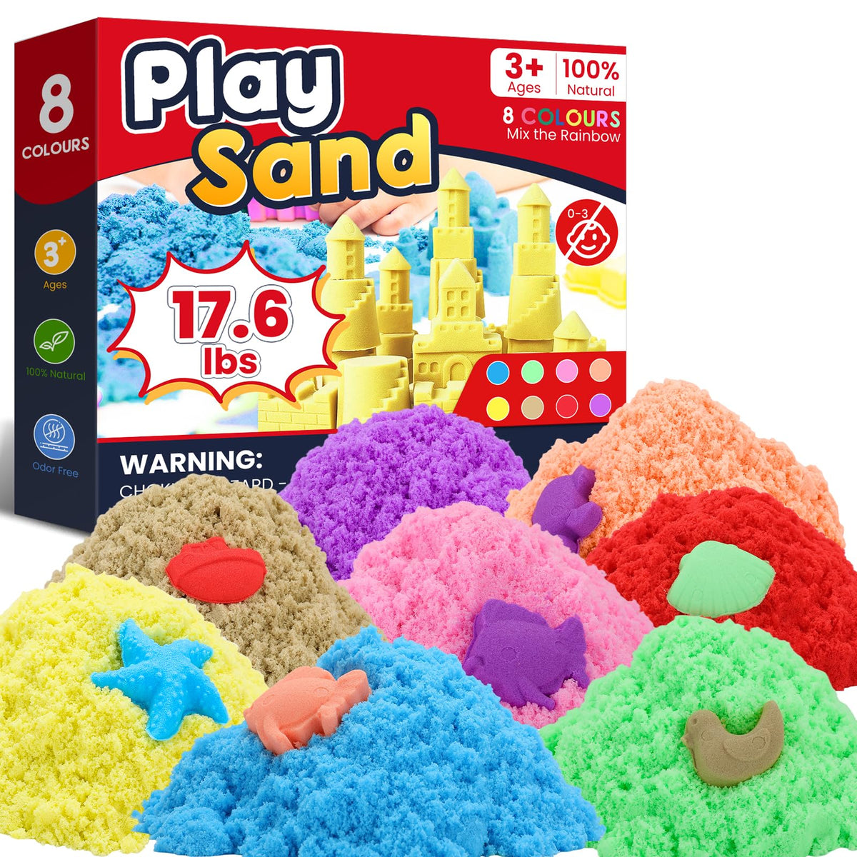 FURWEY 8-color sensory sand packaging for mixed, colorful play.
