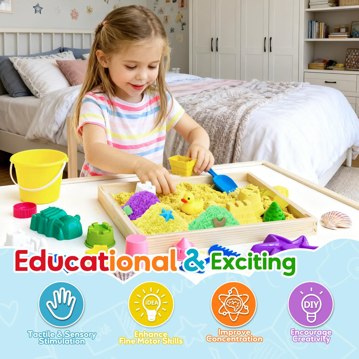 FURWEY blue sensory sand supports cool themed builds.