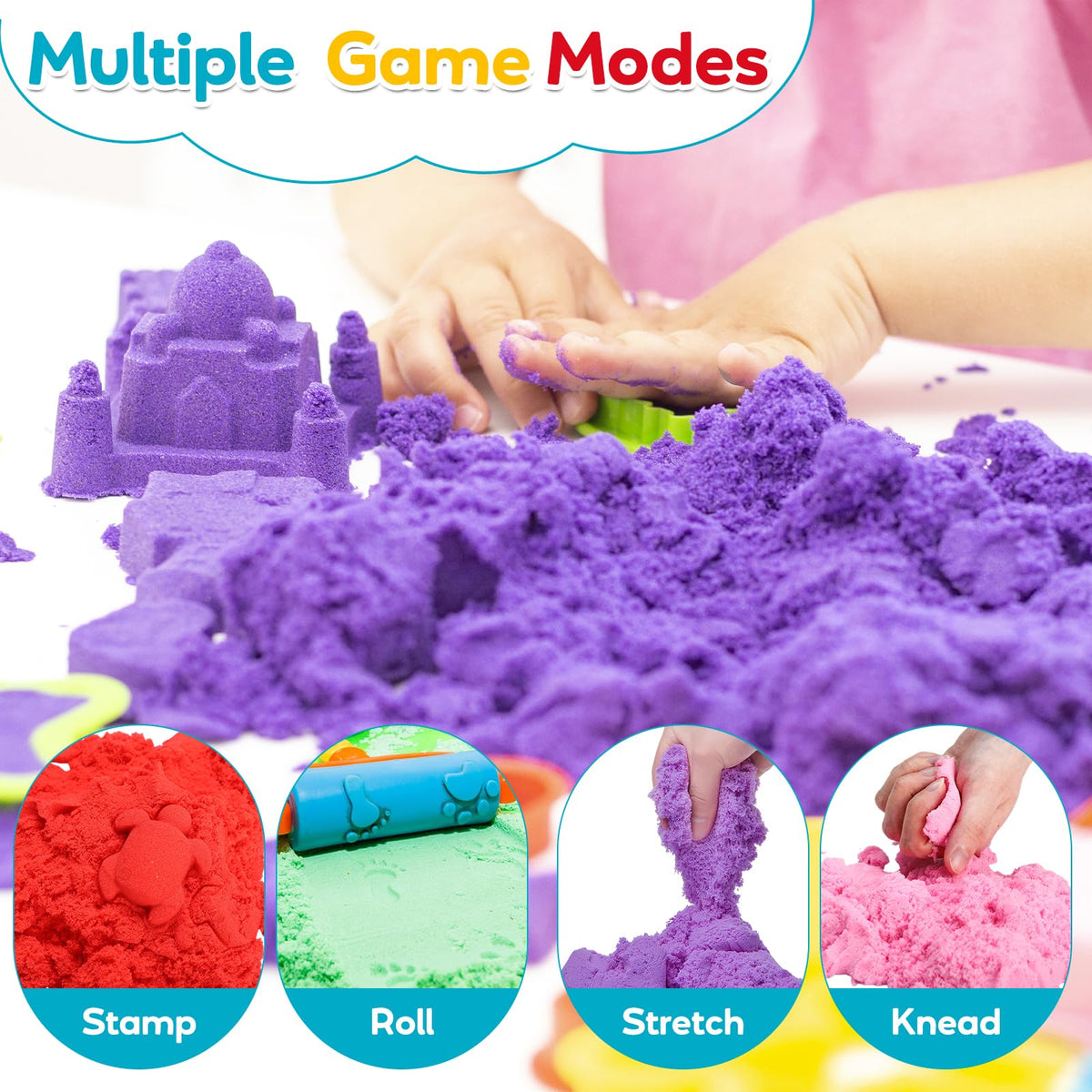 FURWEY play sand works with tools and molds for creative setups.