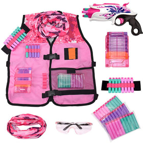 Fury Strike Girls Pink Tactical Vest front view for dynamic Nerf battles at home