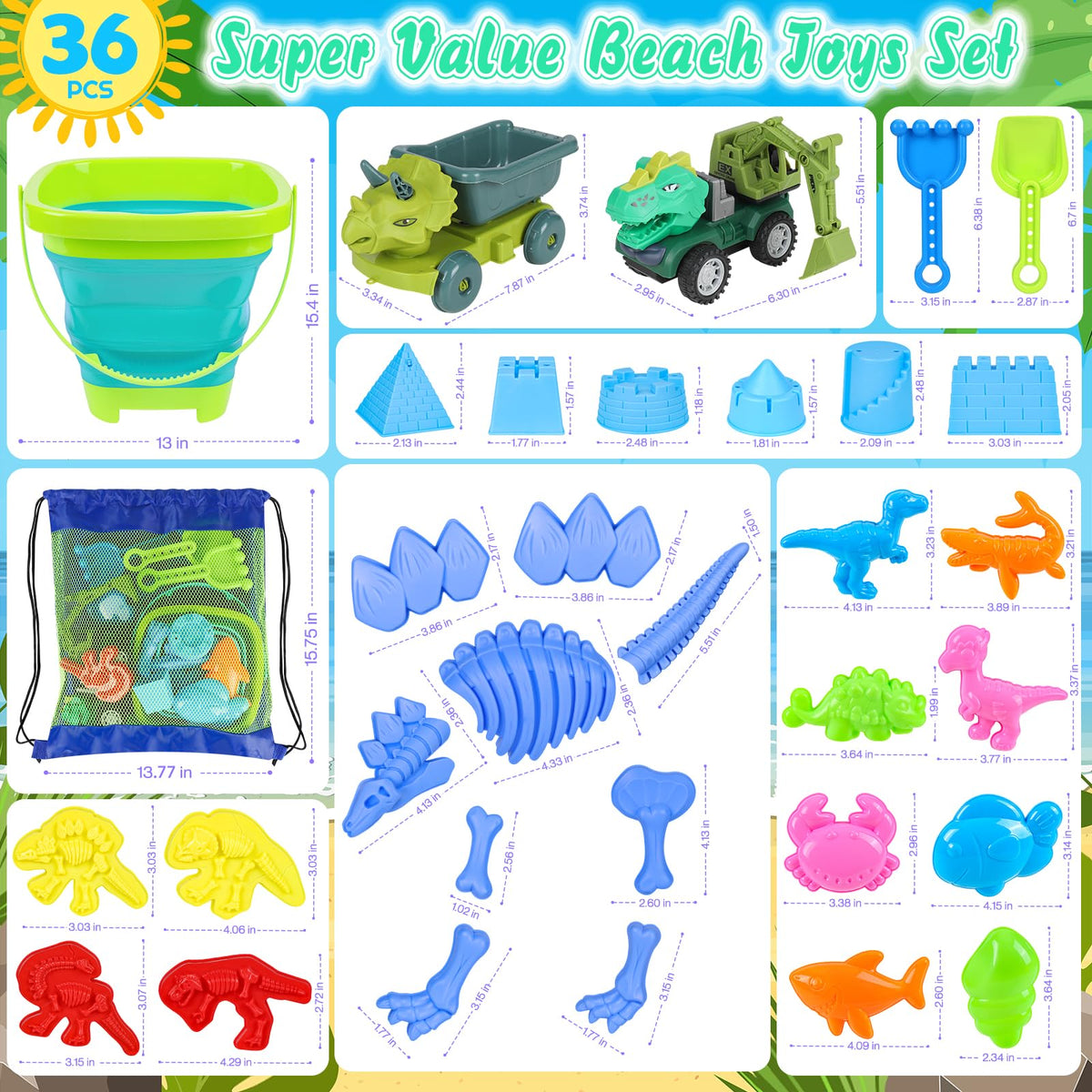 FUSPWEAO shoulder-mesh-bag makes carrying toys easy and dries quickly.