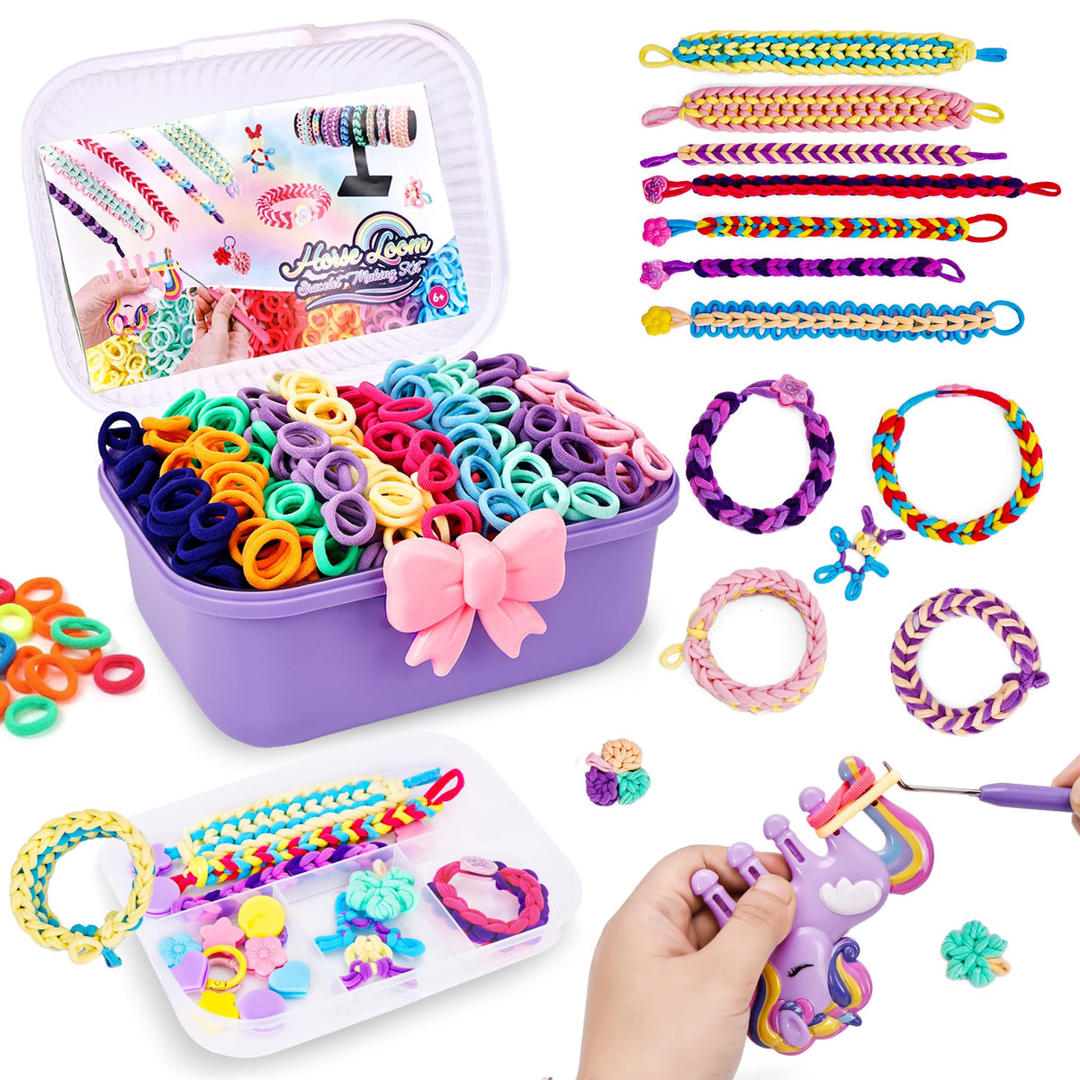 FUTESI rainbow loops arranged for colorful bracelet crafting and design ideas