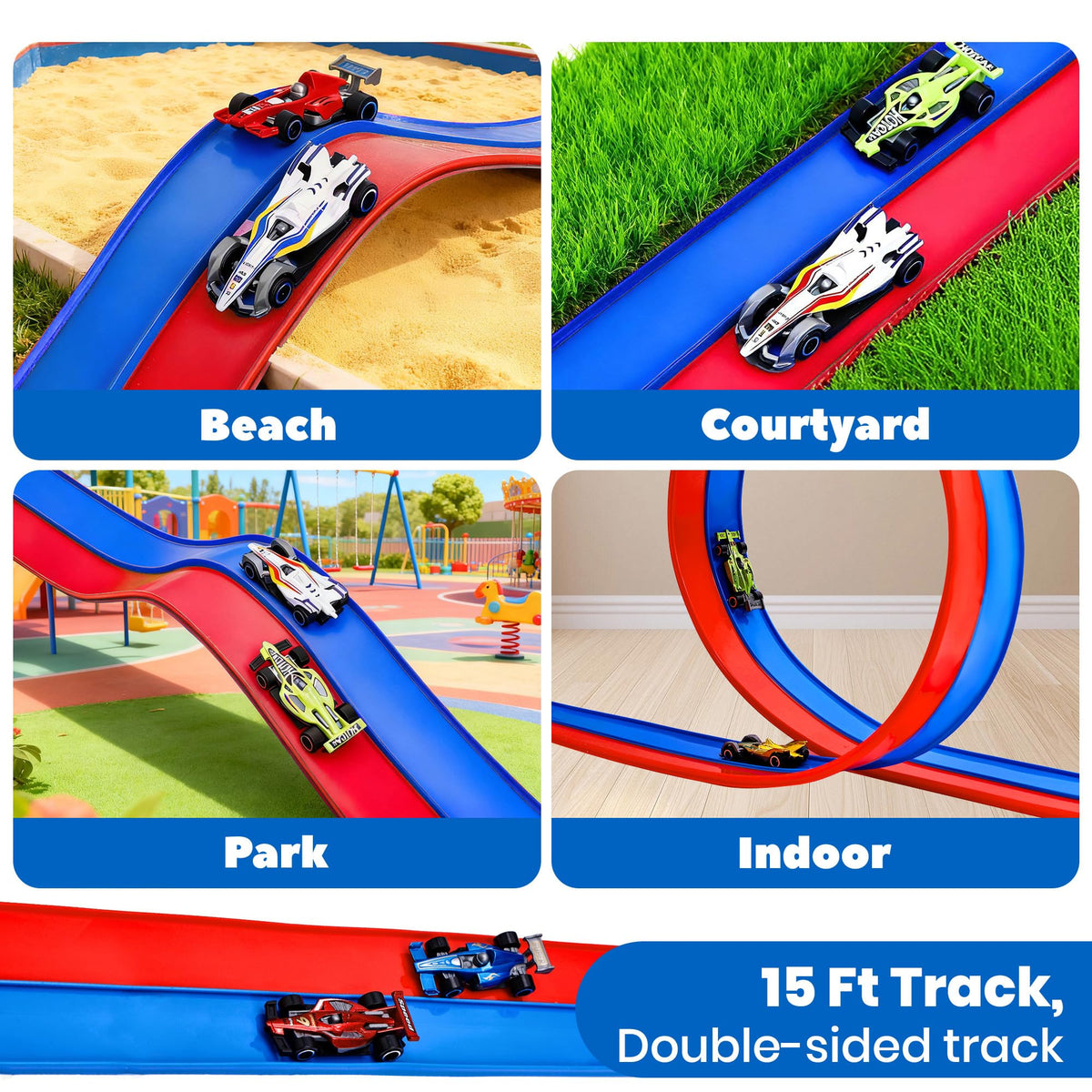 FUTESI creative motor skills toy encourages imaginative racing sessions.