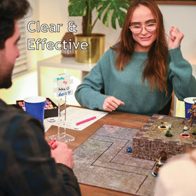 Futhark initiative tracker’s compact design saves table space on the gaming desk.
