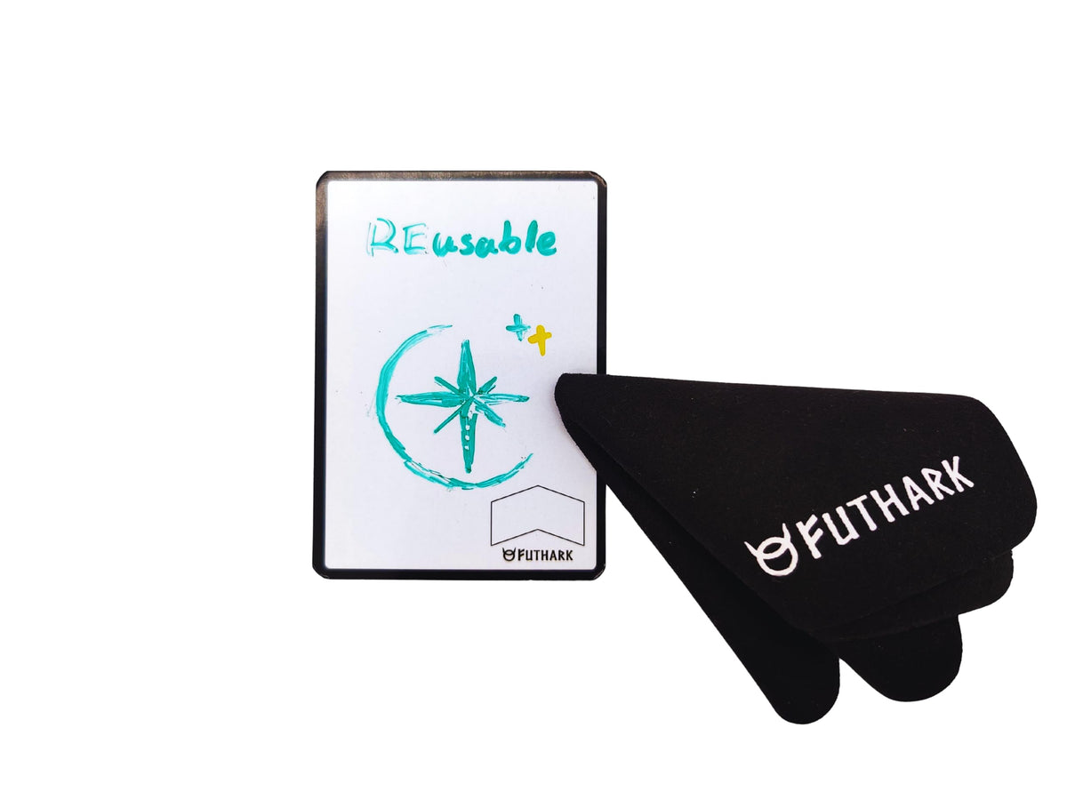 Futhark Token Cards standard size fit MTG sleeves.