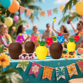 FuturePLUSX Hawaiian party cups set enhances photo booths and table decor.