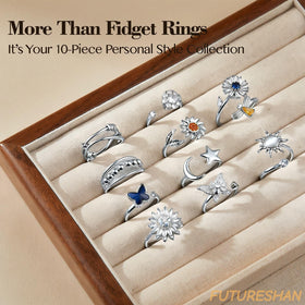 FUTURESHAN 10Pcs Butterfly design rings deliver smooth spins for calm moments at work.