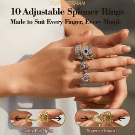FUTURESHAN 10Pcs Galaxy design rings enable subtle fidgeting while staying stylish.