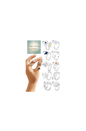 FUTURESHAN 10Pcs Moon design fidget rings offer discreet anxiety relief and style.