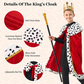 FUUNTATO king costume crown and scepter set enhances royal cosplay and stage presence.