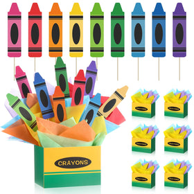 Fuutreo crayon cutouts with sticks offer quick, colorful table decor