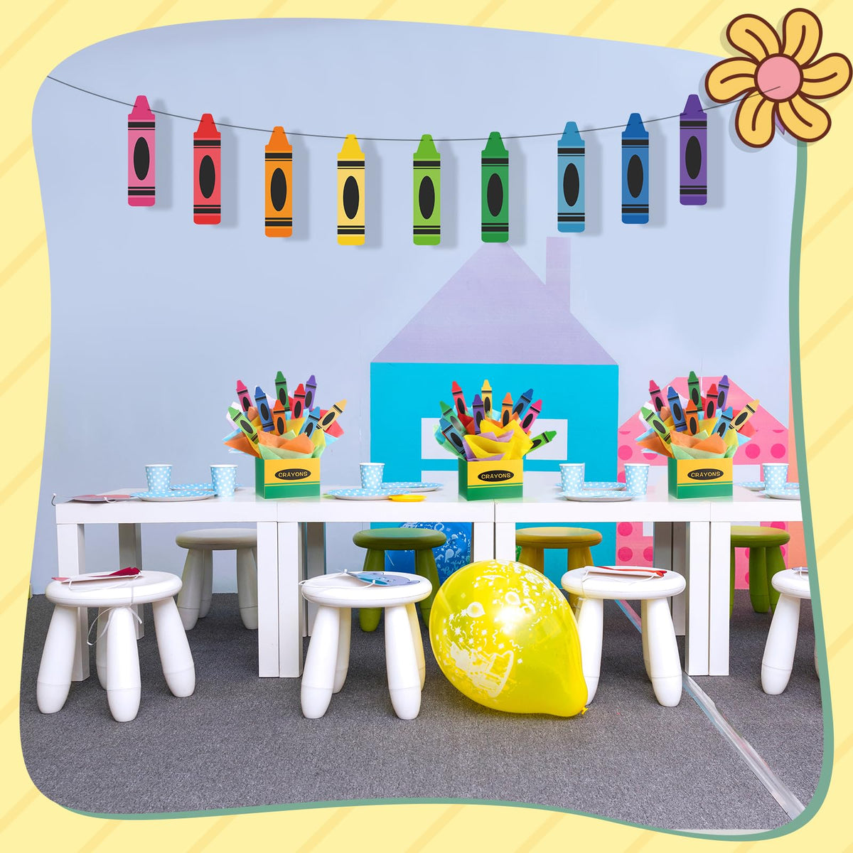 Fuutreo double-sided crayon cutouts maximize visibility from every angle