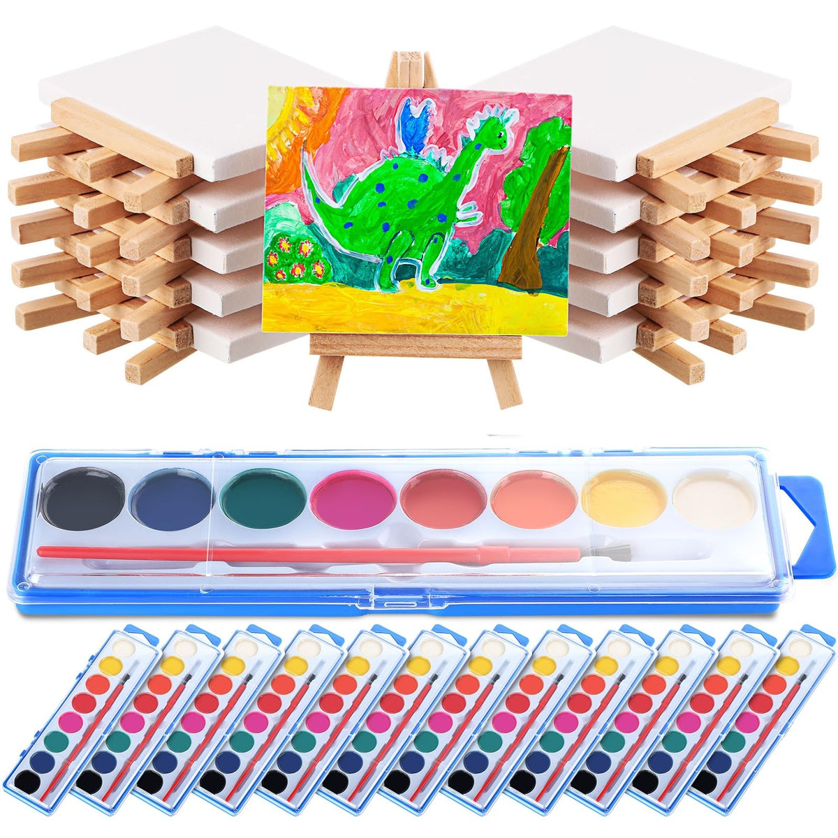 Fuutreo mini canvas easel kit for kids, compact painting setup